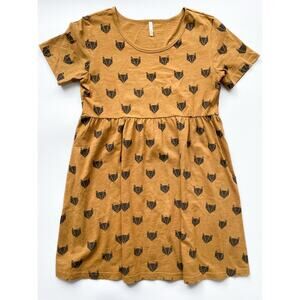 Women's Rylee + Cru Light Brown Short Sleeve A-Line Fox Print Dress Size Small